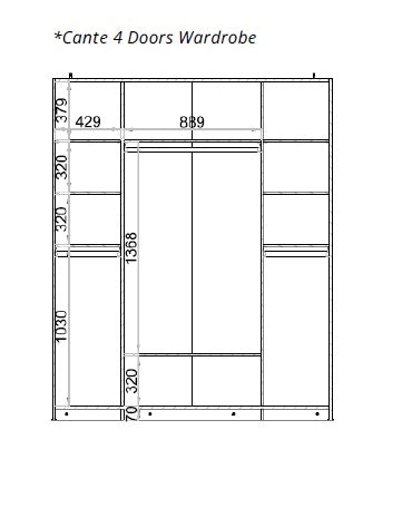 Четирикрилен гардероб Cante